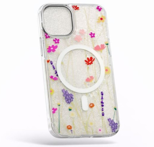 iPhone 14 Floral Clear MagSafe Case Shockproof Transparent Cover