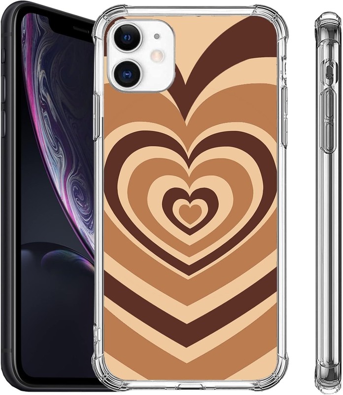 Brown Heart Patterned Shockproof Slim Silicone Phone Case for iPhone XR