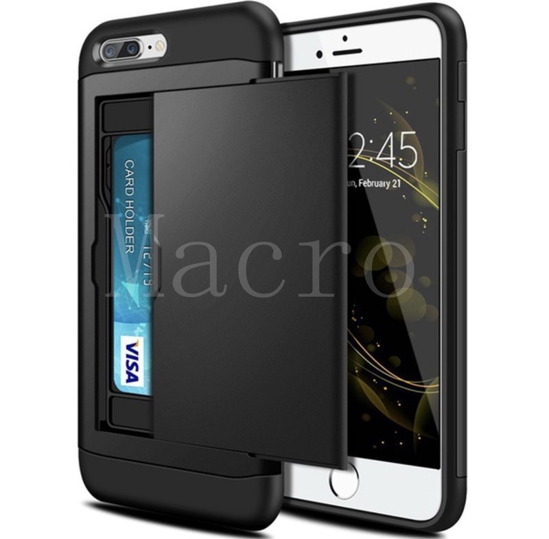 For Phone 7 8 Plus Credit Card ID Case Slim Wallet Phone Cover Pocket Slide