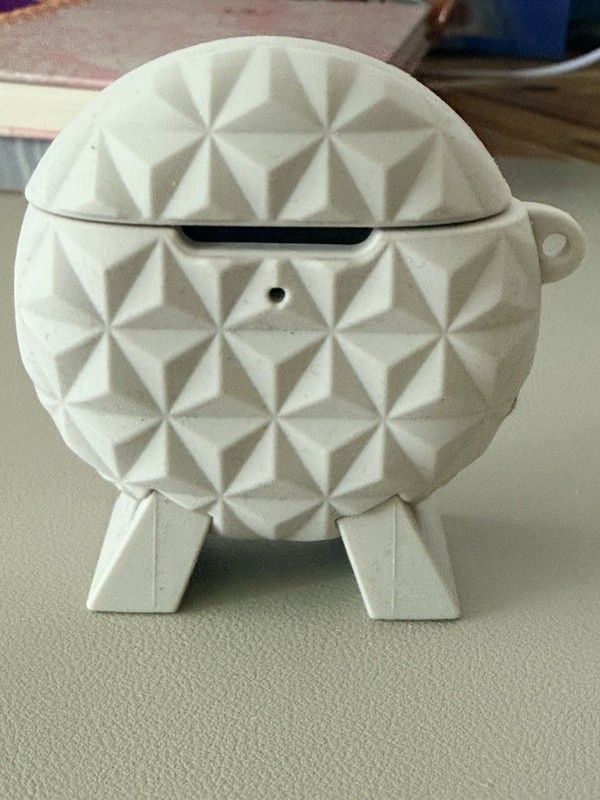 Disney Parks EPCOT Spaceship Earth Silicone AirPods Case Keychain Gray