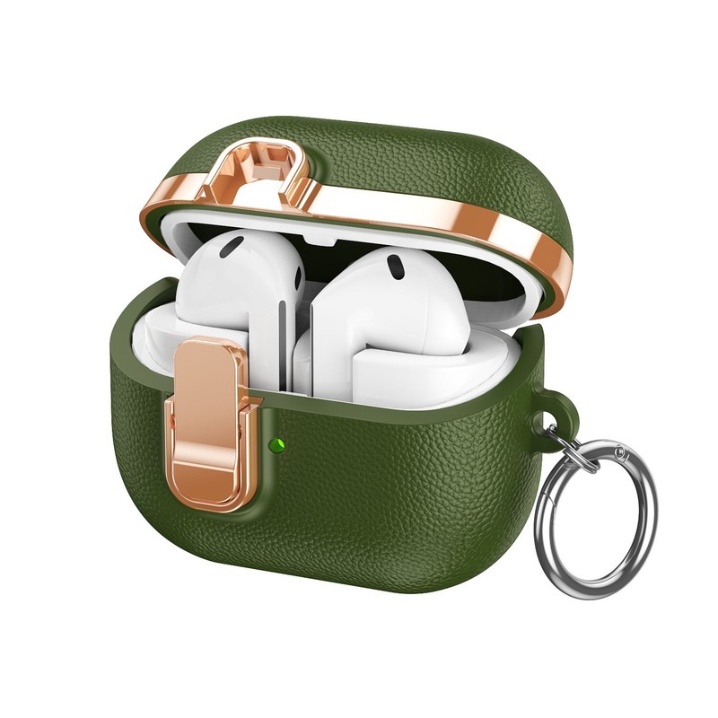 Plated Leather-Texture Case Cover w Secure Lock For Samsung Galaxy Buds 3/3Pro gallery