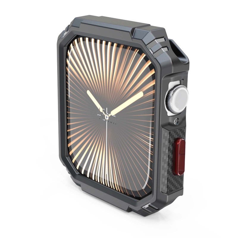 For Apple Watch Series 10 42/46mm Rugged Carbon Fiber Pattern Watch Bumper Case gallery