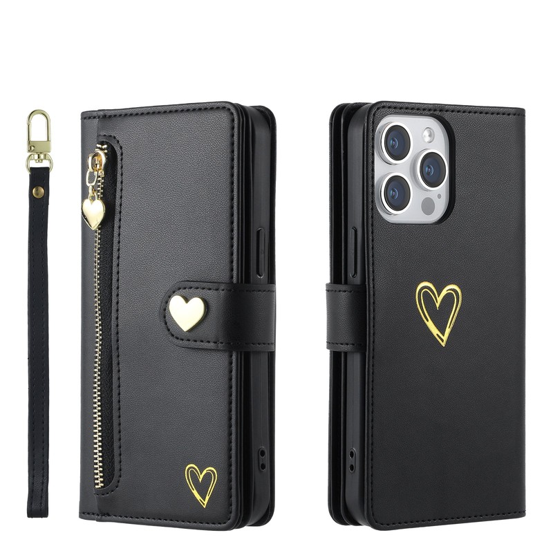 Zipper Leather Card Wallet Holder Case For iPhone 17 16 15 Pro Max 14 13 12 11
