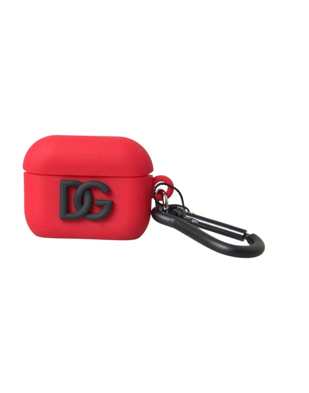 Dolce&Gabbana Unisex Red Airpods Case Rubber Solid Logo Embossed Casual Cover