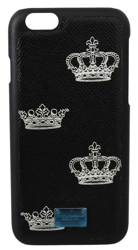 DOLCE & GABBANA Phone Case Cover Black Leather DG Crown IPhone 6 RRP $200