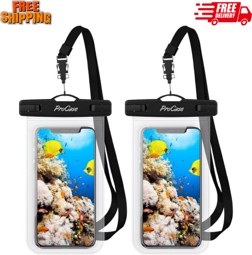 ProCase 2 Pack Waterproof Phone Pouch Case, 7″ Universal Underwater Cellphone Dr