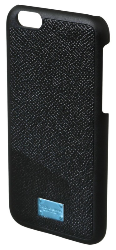 DOLCE & GABBANA Phone Case Cover Black Solid Leather Logo iPhone 6 RRP $300 gallery