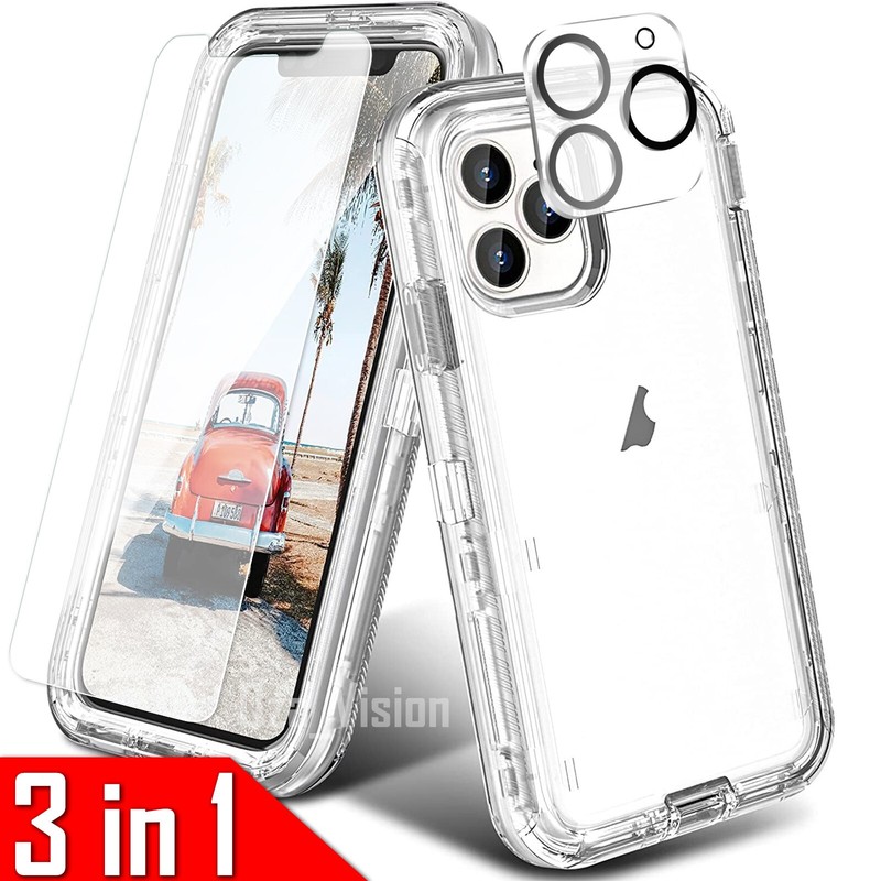 Shockproof Clear Case For iPhone 14 Plus 13 12 11 Pro Max + Screen Protector