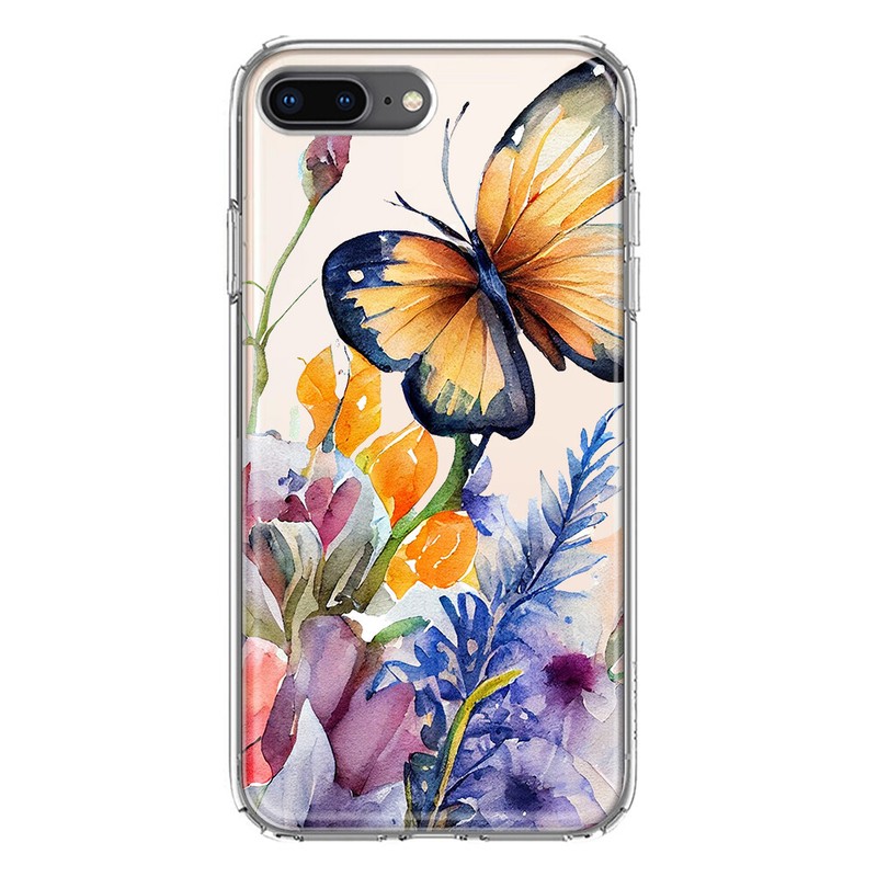 For Apple iPhone 7/8 Plus Shockproof Case Butterfly Purple Lilac Flowers