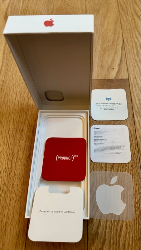 Apple iPhone 14 128 GB Red EMPTY BOX w/ Booklets, Sticker, Inserts MPV73LL/A BOX