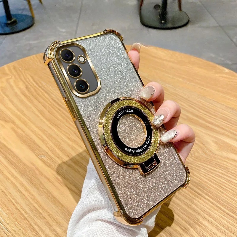 Luxury with bracket Glitter Case For Samsung Galaxy A06 A05 A05S A14 A15 A16 A25
