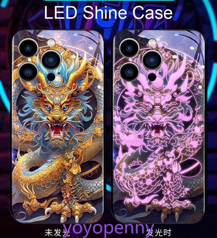 Glowing Loong Dragon LED Light up Phone Case Cover for iPhone 13 14 15 Pro Max