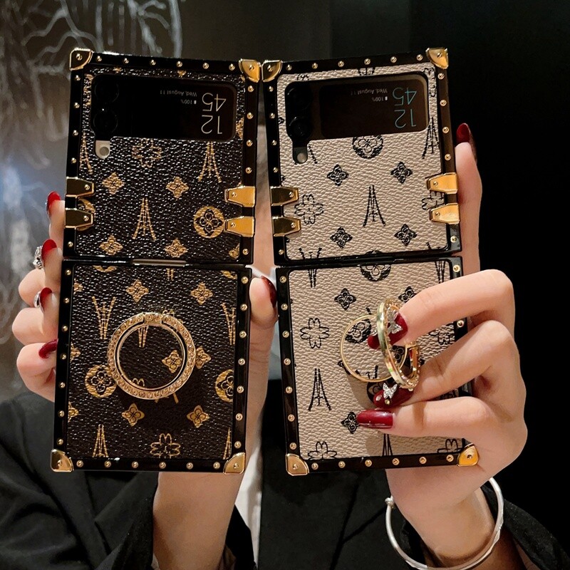 For Samsung Galaxy Z Flip5 Flip4 Flip3 Retro Leather Shockproof Phone Case Cover