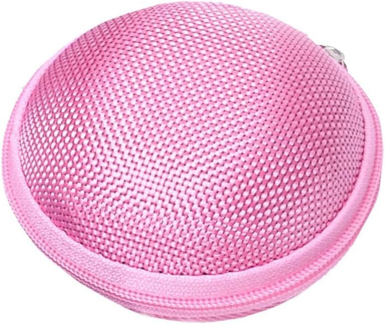 1 PC Pink Compact Round Mini Earphone Hard Case Bag Travel Pouch Small Coin