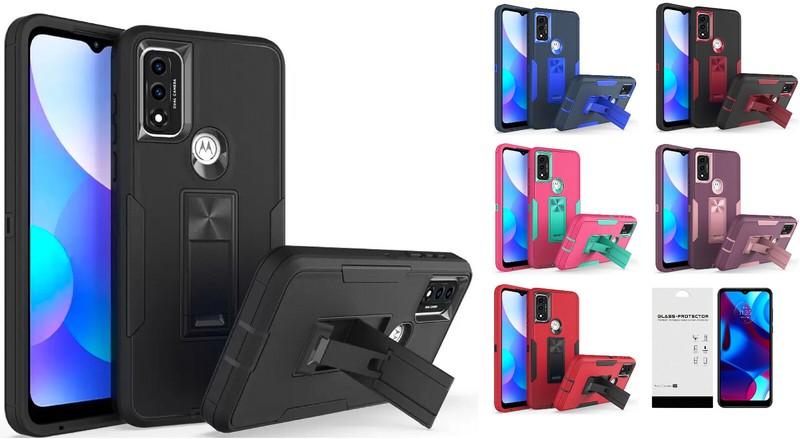 FOR Motorola Moto G Pure XT2163DL 2021 Tough Hybrid Stand Case Phone Cover + TG