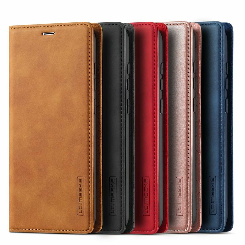LC.imeeke Cell Phones Wallet Case Strong Magnetic Faux Leather Card Pocket Flip