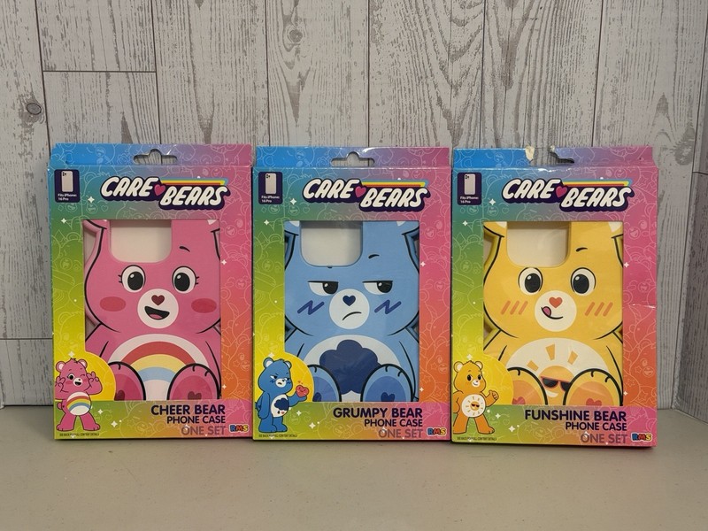 CARE BEARS NEW SET OF 3 IPHONE 16 PRO PHONE CASE PROTECTIVE CASE RARE HTF LOOK!