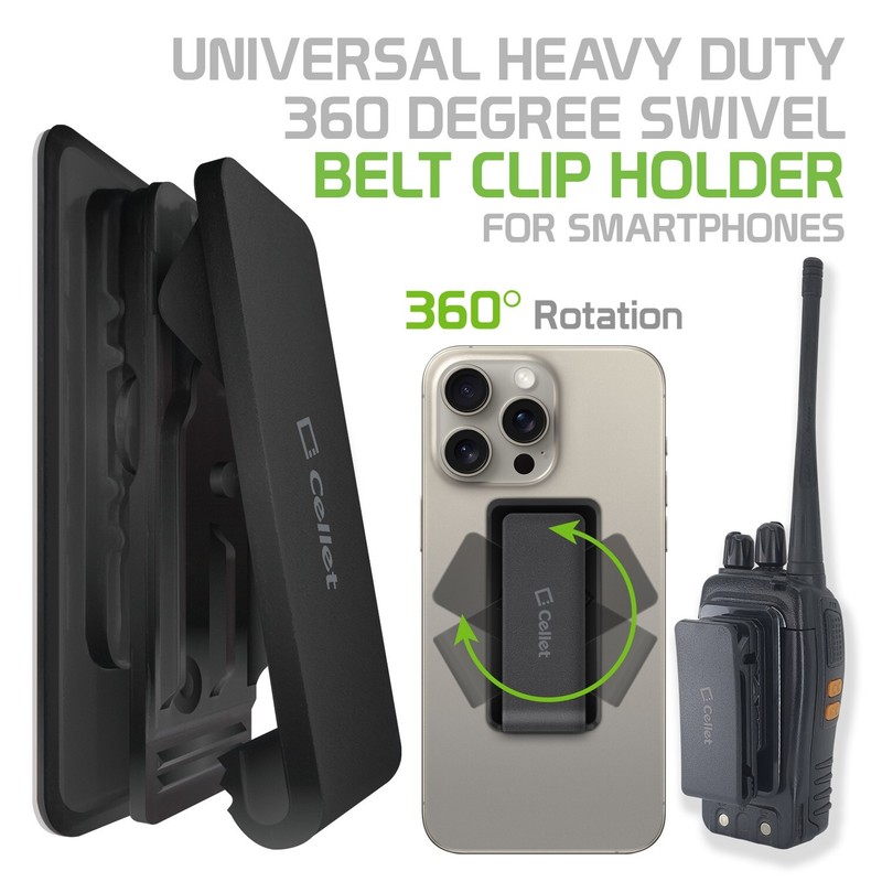 Heavy Duty Belt Clip Holster / 3M adhesive Compatible with iPhone, Galaxy, Pixel
