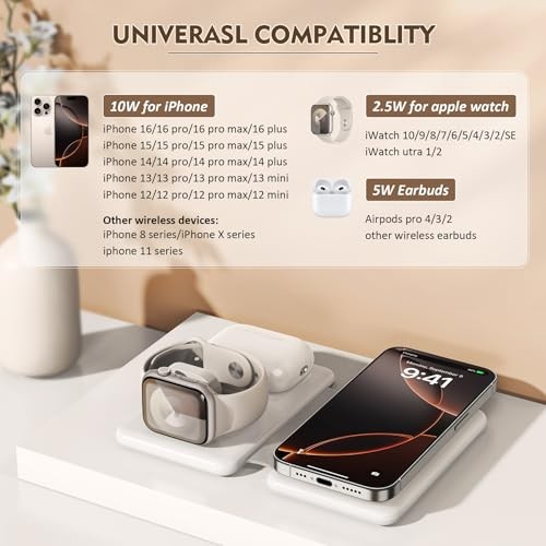 Magnetic Wireless Charger for iPhone: 3 in 1 Travel Charging Station for White gallery