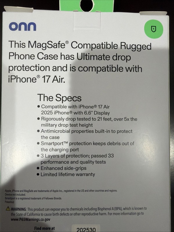 Onn Ultimate Protection Rugged Case for iPhone Air 2025 (Black) BRAND NEW IN BOX gallery