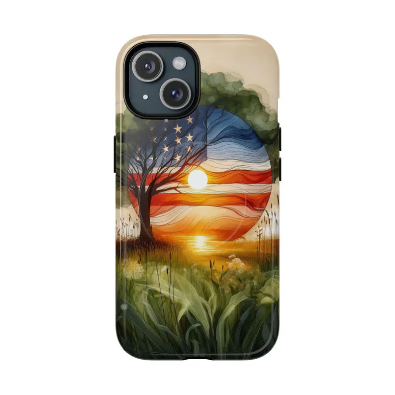 American Flag Sunset MagSafe Tough Case For Iphone