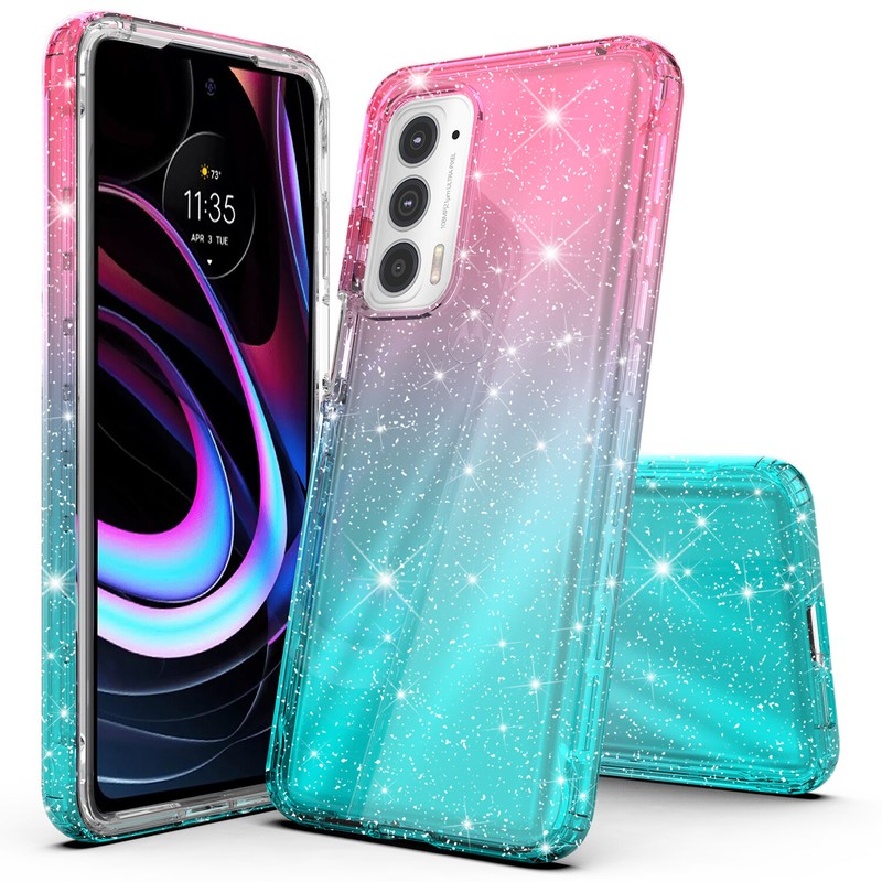 For Motorola Edge 2022 Gradient Glitter Sparkle Transparent Case