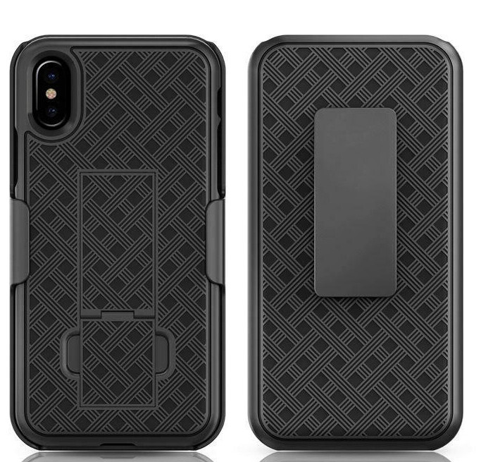 iPhone X XS Case and Belt Clip Holster Combo Hard Rubberize Case