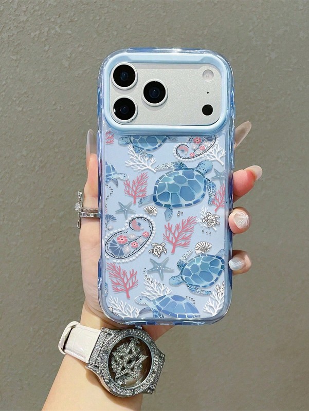 Blue Sea Turtle Coral Shockproof Case For iPhone 11 To 17 Pro Max Air