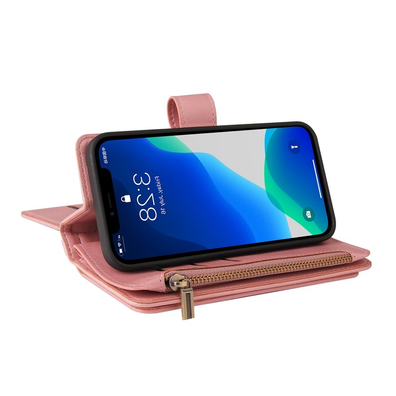 Retro Leather Card Zipper Wallet Case Cover for iPhone 13 14 15 Pro Max 12 11 8 gallery