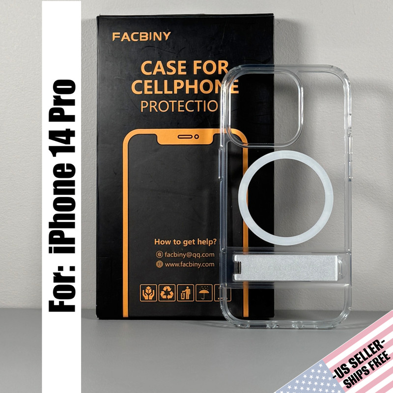 Case for iPhone 14 Pro - Crystal Clear | Kickstand | Magnetic | Facbiny Case
