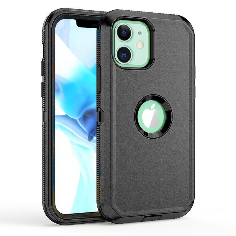 For iPhone XR XS 11 12 Pro Max,12 Pro Max Case Hybrid Armor Cover+Tempered Glass