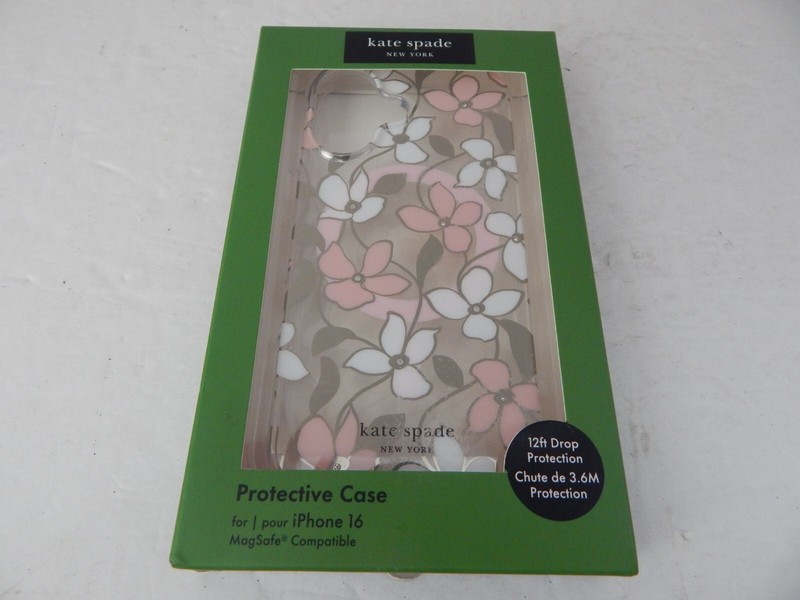 Kate Spade Protective Case For iPhone 16 Clear/Floral/Glitter/Multi New