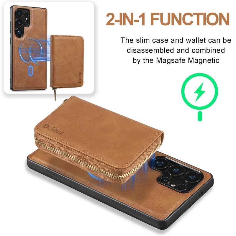 For Samsung A14 A15 A16 A35 A54 Magnetic Leather Detachable Zipper Wallet Case gallery