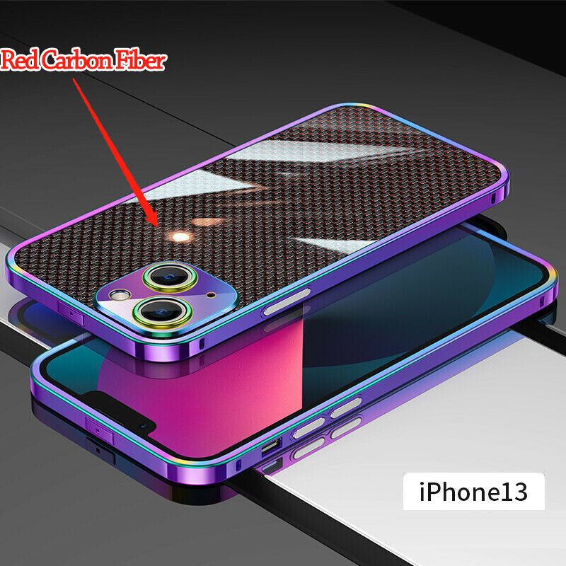 For iPhone 13 12 11 Pro Max Shockproof Metal Hard Carbon Fiber Luxury Case Cover