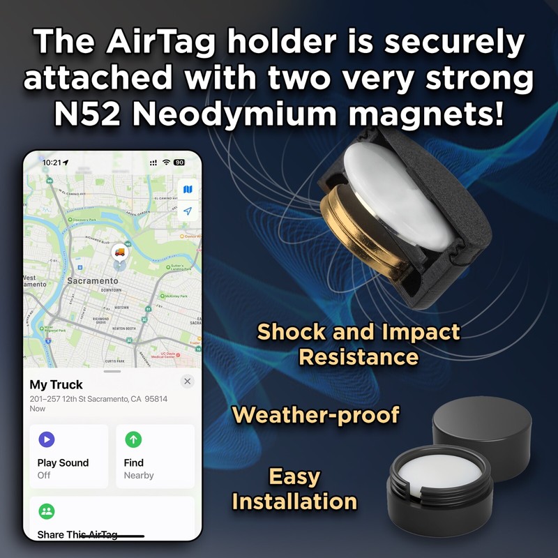 Apple AirTag Holder - Magnetic, Weather-sealed GPS Tracker – 2 for $10 gallery