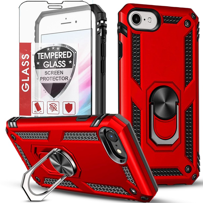 For iPhone 17e Case 16e Phone Cover Shockproof Kickstand + Tempered Glass gallery