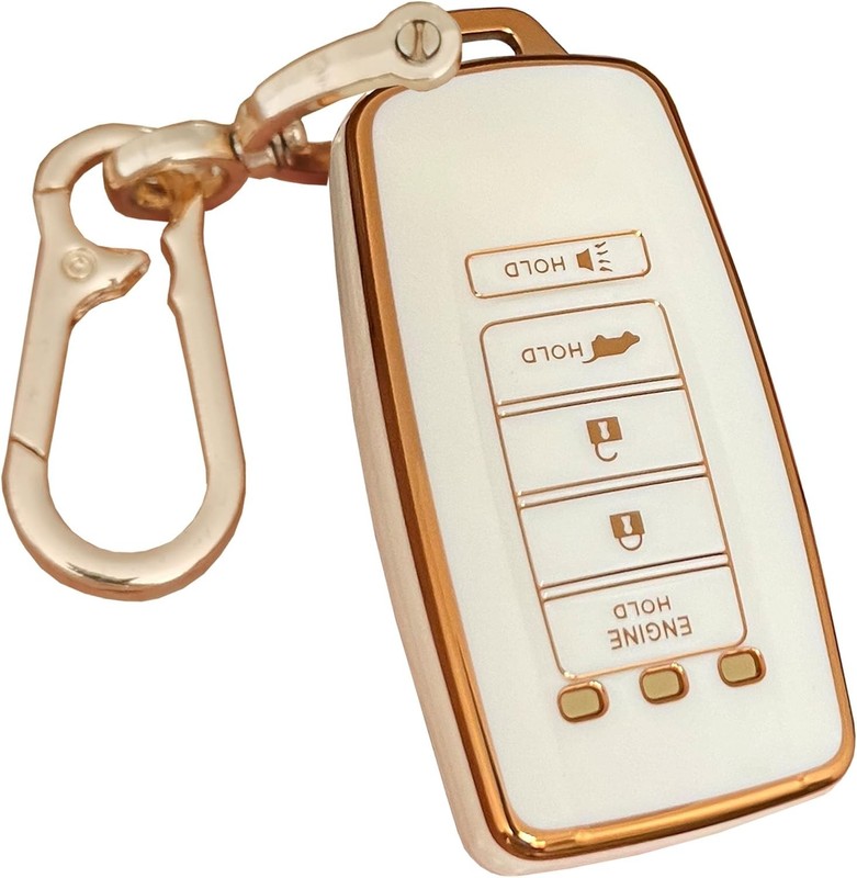 TPU for Acura Key Fob Cover with Keychain Keyless Entry 5-Buttons, White