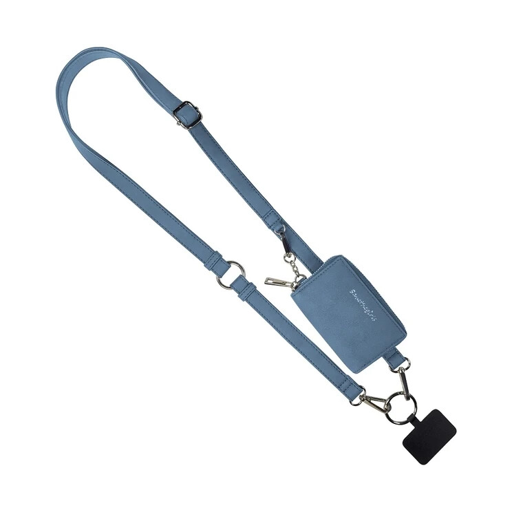 SAVE THE GIRLS BRUSHED VEGAN LEATHER BLUE w/POUCH CLIP & GO CELL PHONE STRAP
