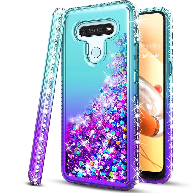 For LG Stylo 6 / 5 Case, Liquid Glitter Bling Cover + Tempered Glass Protector gallery