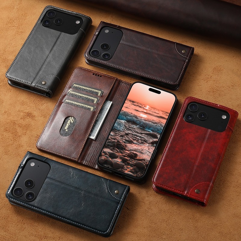 Retro Leather Wallet Card Case Cover For iPhone 15 14 13 12 Pro Max 11 XS Max XR gallery