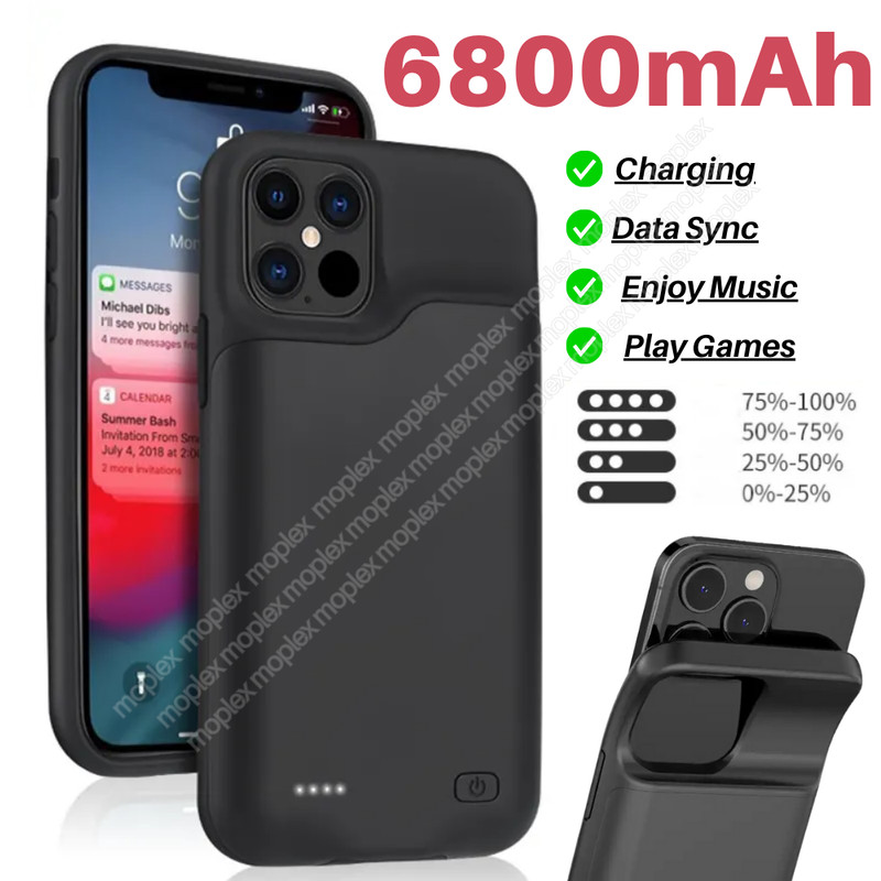 6800mAH Battery Charger Case Power Bank Cover For iPhone 11 12 13 14 15 Pro Max