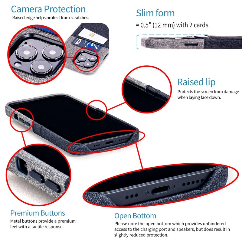 Dockem iPhone 13, 13 Pro, 13 Pro Max Luxe M2 Wallet Case; 2 Slots, Metal Plate gallery