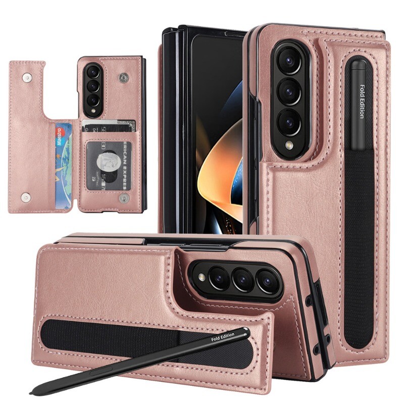 For Samsung Galaxy Z Fold 6 5 4 3 5G Case Leather Wallet Cover With S Pen Holder
