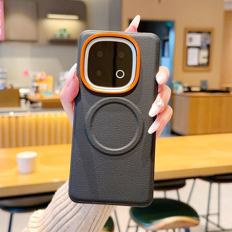 For vivo iQOO 13, Luxury Hybrid Armor Leather Wireless Charging Back Cover Case