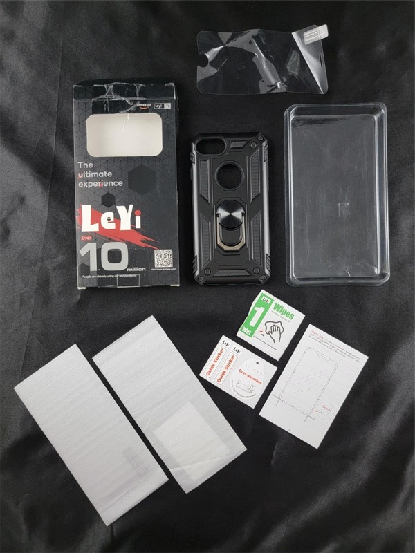 LeYi Case iPhone 8/7/6s Stand Ring Black with 2 Screen Protectors