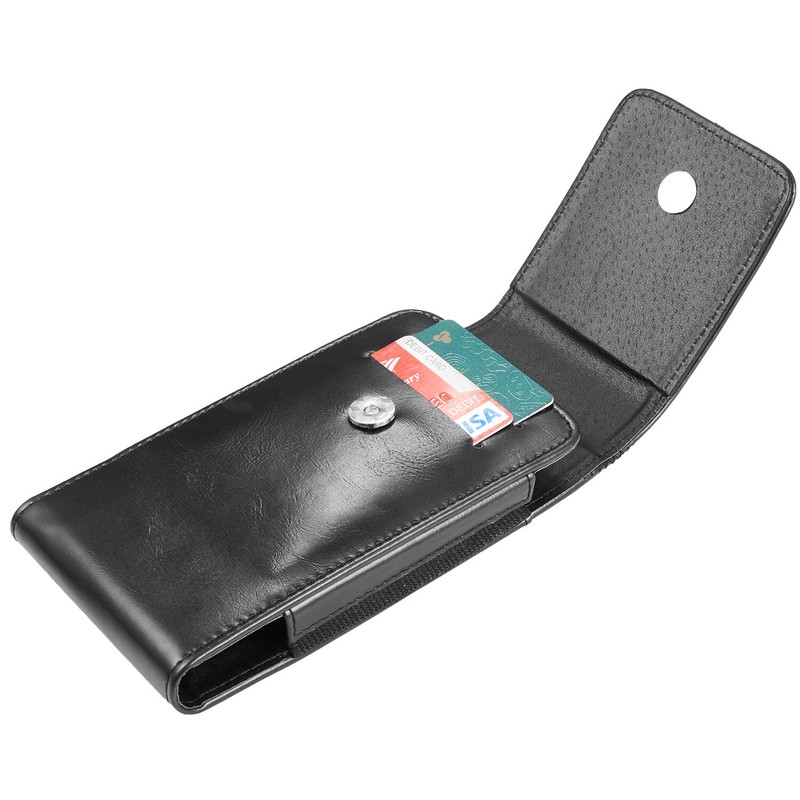 LUXMO Vertical Leather Belt Holster Pouch Portable Phone Case For iPhone Samsung gallery