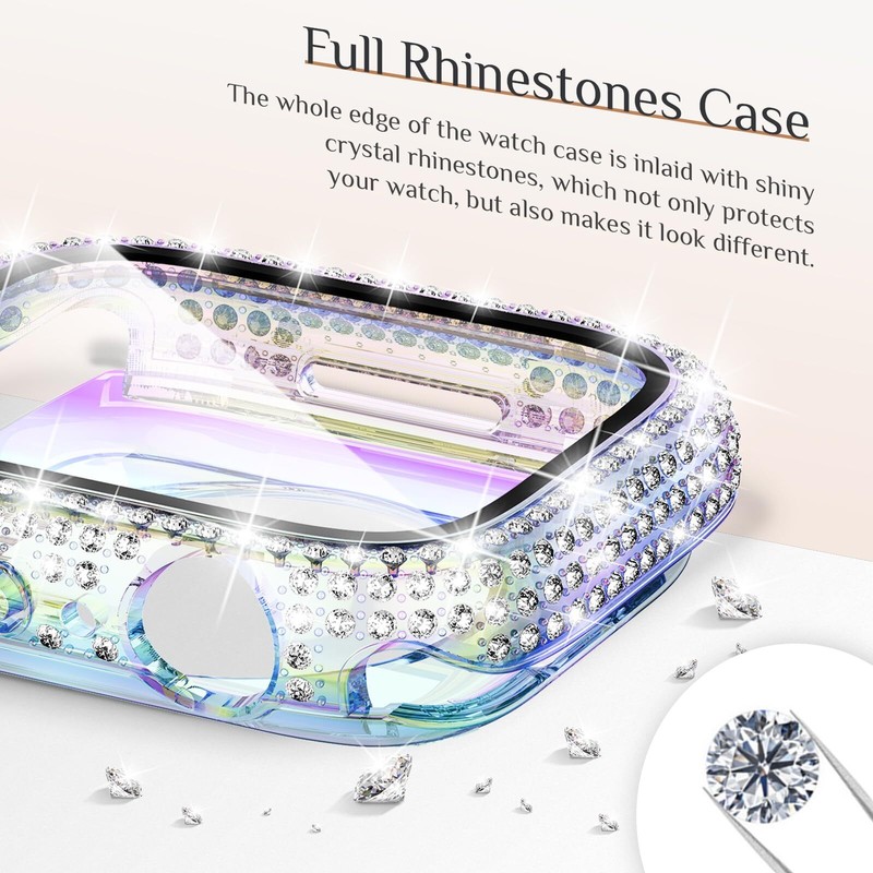 Diamond Case For Apple Watch Series 10 9 8 7 SE Ultra Glass Screen Protector gallery