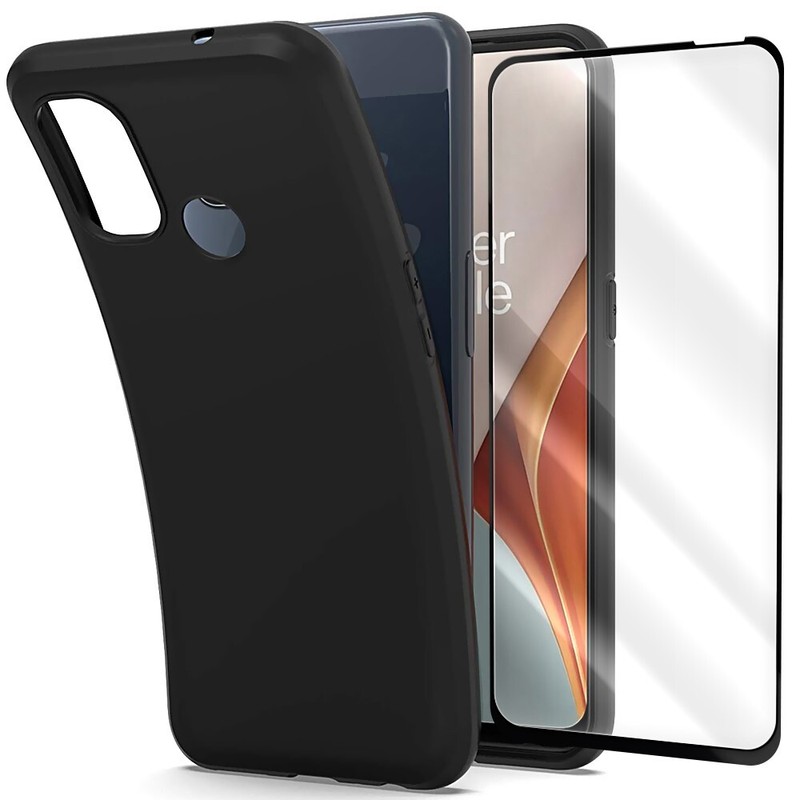 Crystal Clear Tempered Glass Screen Protector Film&TPU Case f OnePlus Nord N100