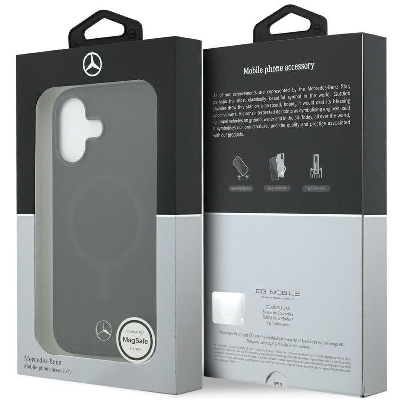 Mercedes Plain Smooth Leather Case with MagSafe for iPhone 17 Black