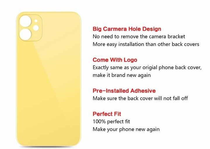 Back Glass Big Cam Hole Replacement For i Phone 8 XR XS 11 12 13 14 15 16 17 Lot gallery